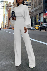 Casual Solid Half A Turtleneck Straight Jumpsuits(3 Colors)