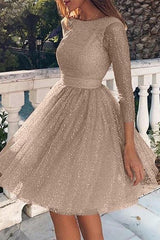 Elegant Solid Lace O Neck A Line Dresses(3 Colors)