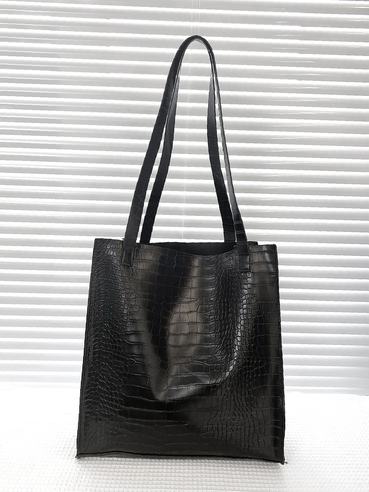 Soufree - Crocodile Embossed Shoulder Tote Bag  - Women Tote Bags