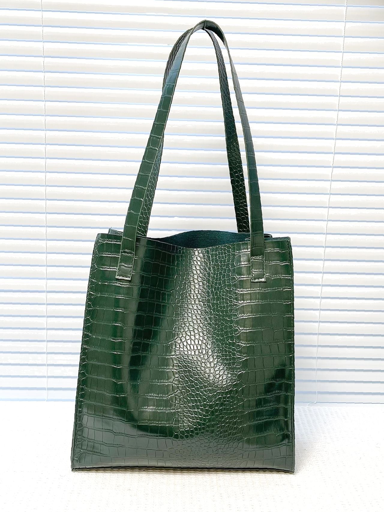 Soufree - Crocodile Embossed Shoulder Tote Bag  - Women Tote Bags