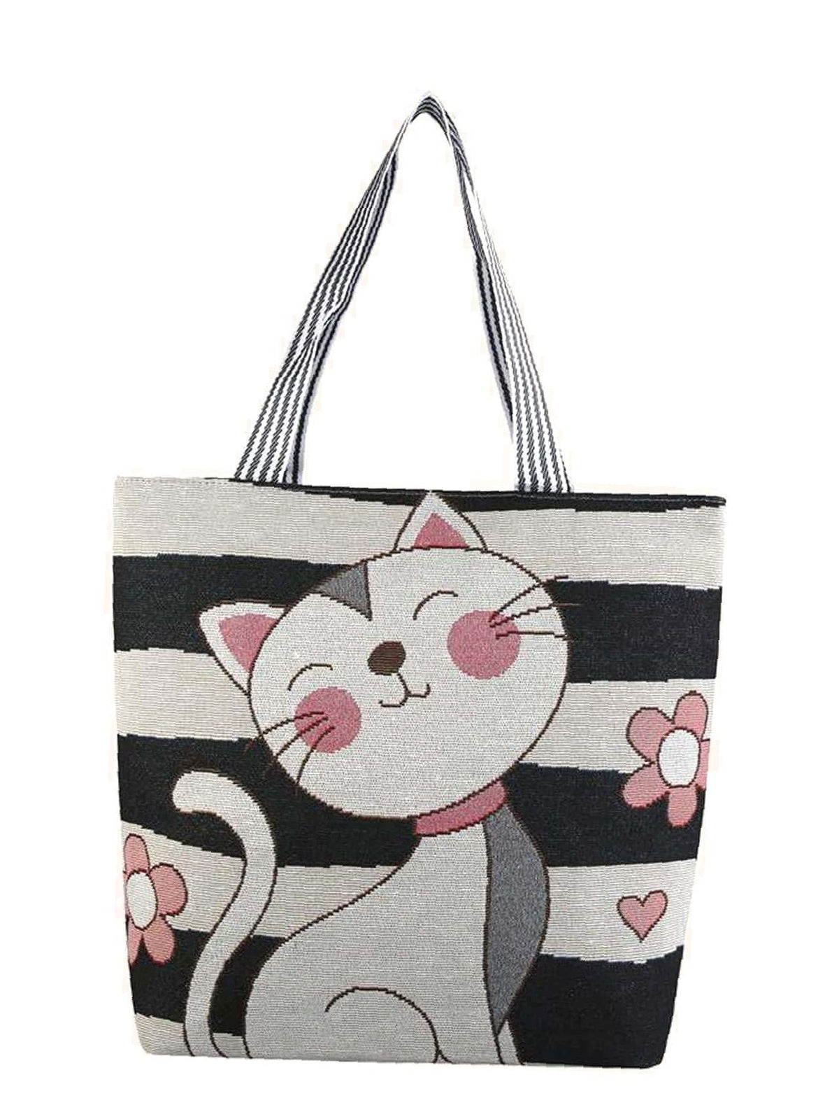 Soufree - Cartoon Cat Pattern Tote Bag  - Women Tote Bags