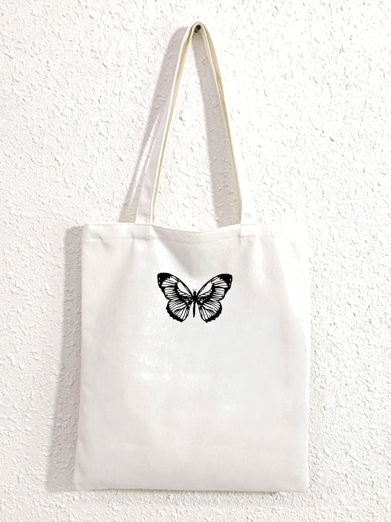 Soufree - Butterfly Graphic Shopper Bag  - Women Tote Bags