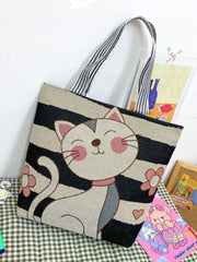 Soufree - Cartoon Cat Pattern Tote Bag  - Women Tote Bags