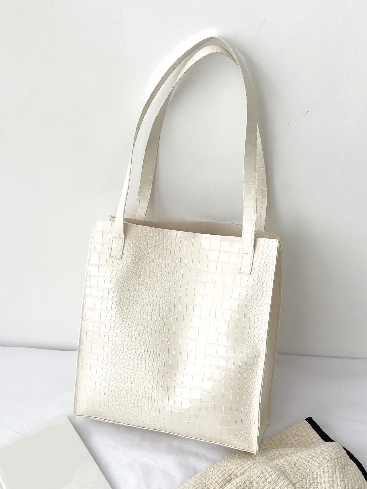 Soufree - Crocodile Embossed Shoulder Tote Bag  - Women Tote Bags