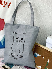 Soufree - Cartoon Cat Graphic Shopper Bag  - Women Tote Bags