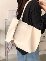 Soufree - Bead & Scarf Tassel Decor Shoulder Tote Bag  - Women Tote Bags