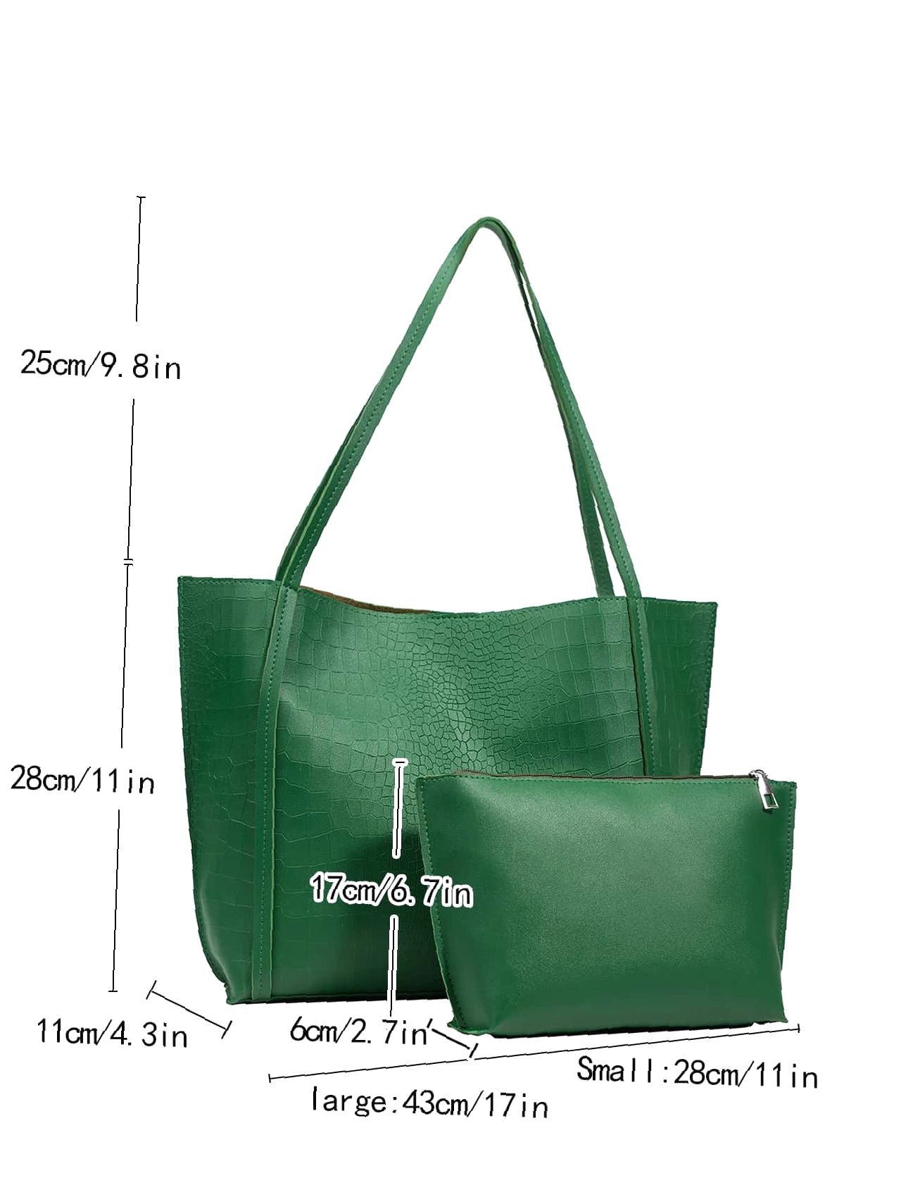 Soufree - Crocodile Embossed Tote Bag with Inner Pouch  - Women Tote Bags