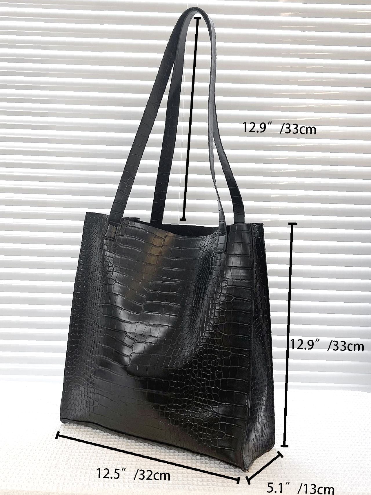 Soufree - Crocodile Embossed Shoulder Tote Bag  - Women Tote Bags