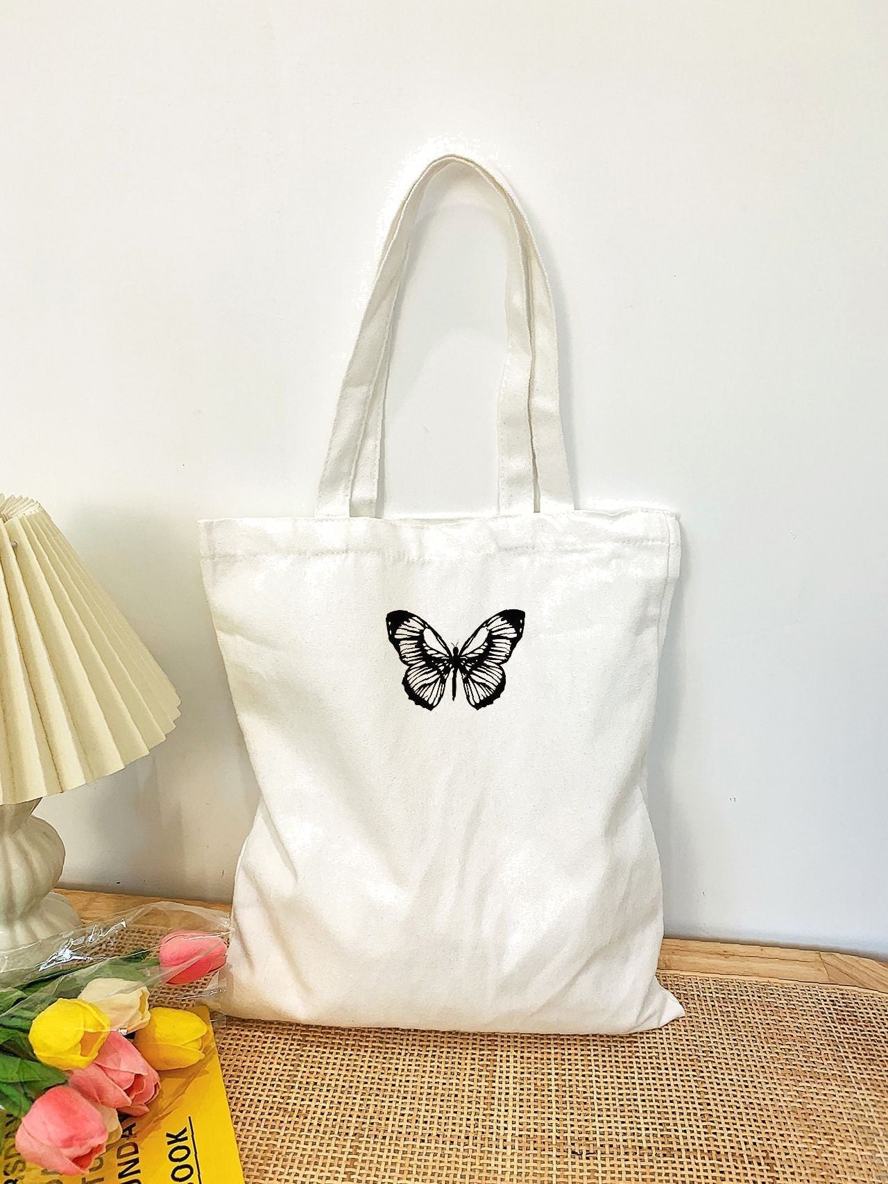 Soufree - Butterfly Graphic Shopper Bag  - Women Tote Bags