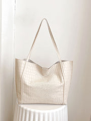 Soufree - Crocodile Embossed Tote Bag with Inner Pouch  - Women Tote Bags