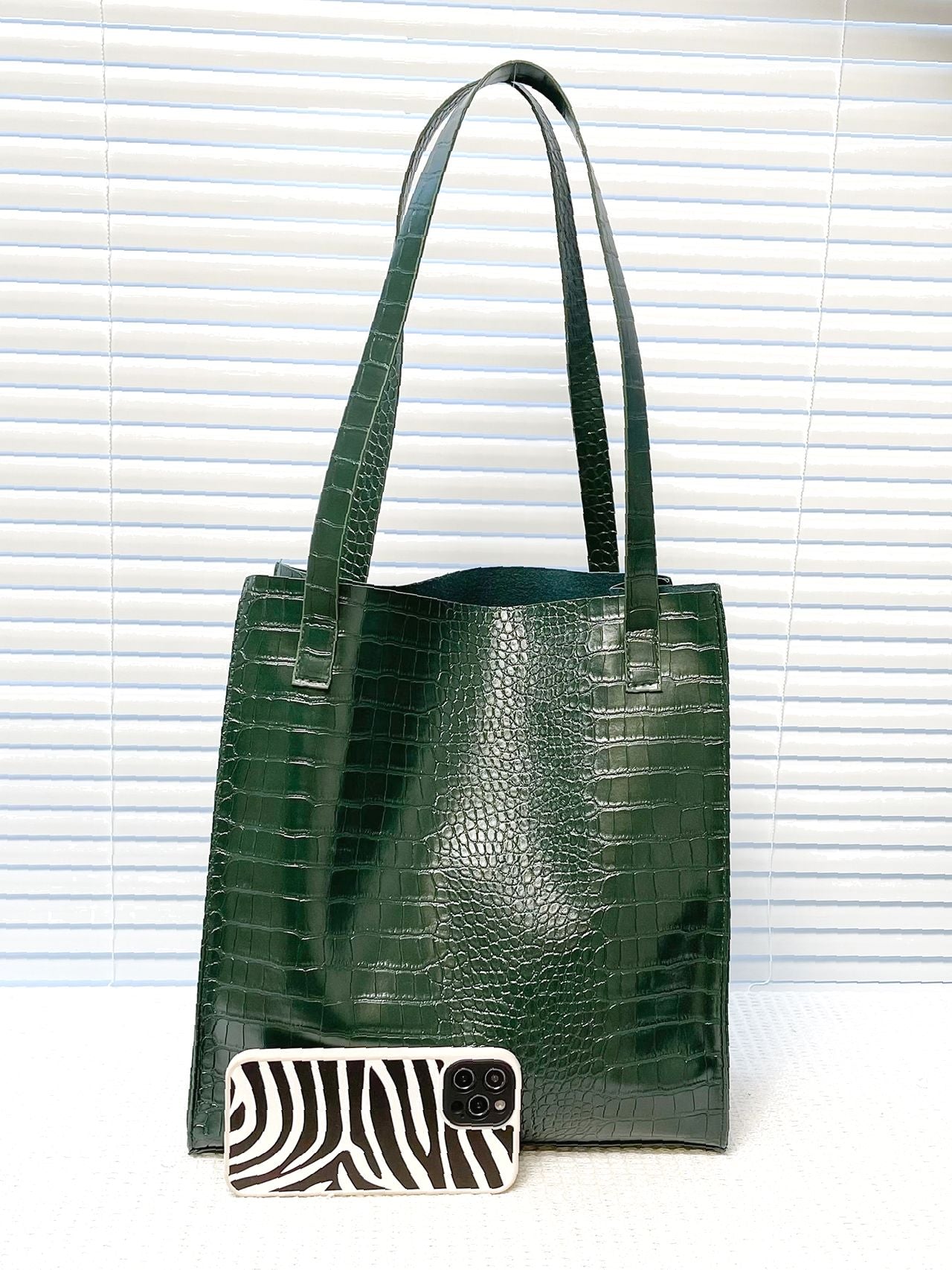 Soufree - Crocodile Embossed Shoulder Tote Bag  - Women Tote Bags