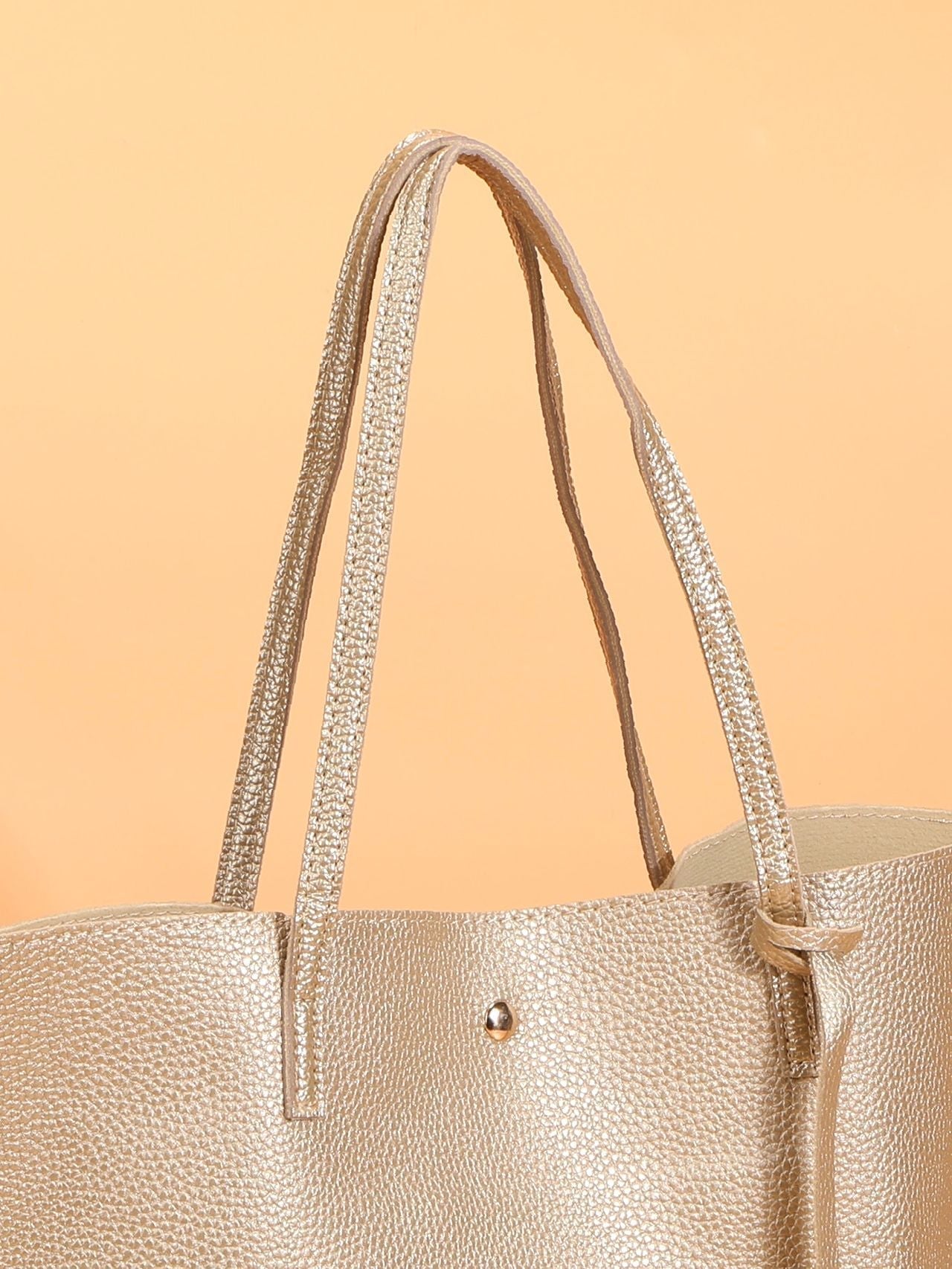 Soufree - Crocodile Embossed Studded Detail Shoulder Tote Bag  - Women Tote Bags