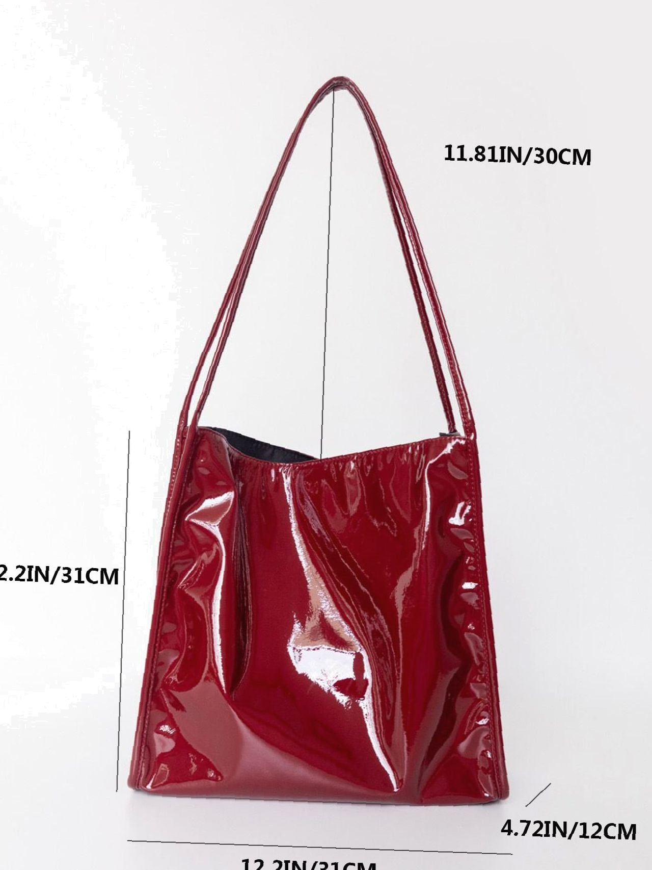 Soufree - Artificial Patent Leather Large Capacity Shoulder Tote Bag  - Women Tote Bags