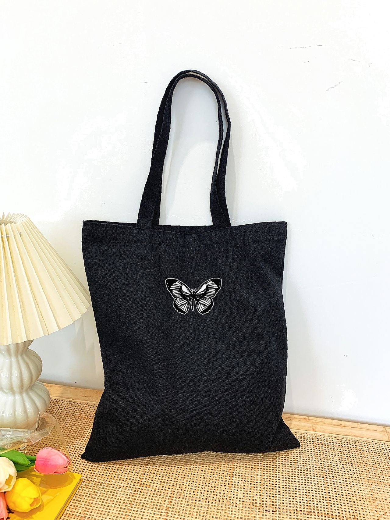 Soufree - Butterfly Graphic Shopper Bag  - Women Tote Bags