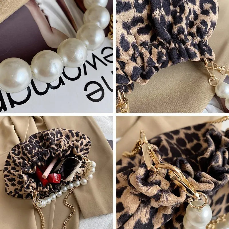 Soufree  -  Tiger/Zebra/Leopard Pattern Shoulder Bags For Women  Sexy Nightclub Girls Crossbody Bag Pearl Bag Chains Hobos Gifts Sac