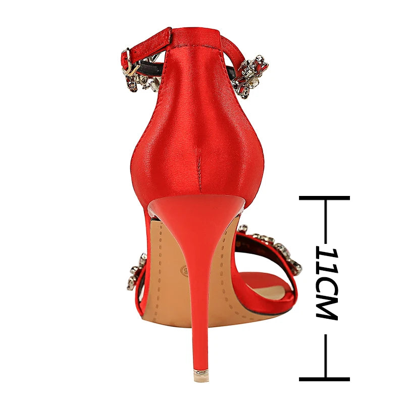 Soufree  -  Shoes Open Toe Rhinestones Sandals Women New Designer Sexy High Heels Sandals Female Shoes Summer Heeled Sandals