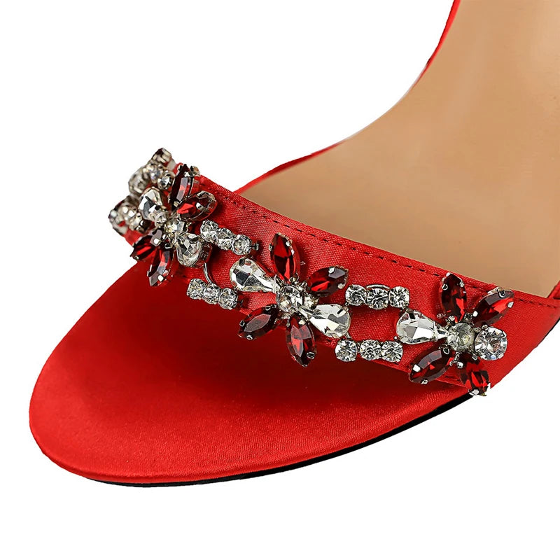 Soufree  -  Shoes Open Toe Rhinestones Sandals Women New Designer Sexy High Heels Sandals Female Shoes Summer Heeled Sandals