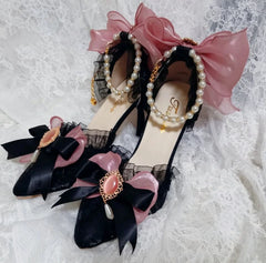 Soufree  -  Lolita Bridal Wedding Stiletto High Heels 6-8cm Shoes Bow Lady Girls Sweet Pointed Toe Princess Kawaii Tea Party Cute Lo Shoes