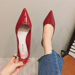 Soufree  -  flat shoes Flat Heel Shoes Women Pointed Toe Patent Leather Lemon Yellow Wine Red Lady Fashion Flats Candy Color Flat Sole Large Size 42 43