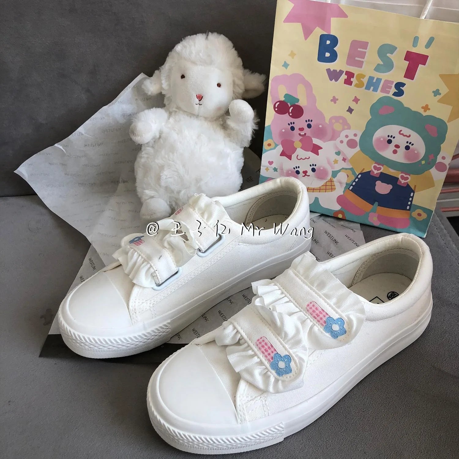 Soufree  -  Japanese Sweet Lolita Shoes Kawaii Girl Round Head White Shoes Women's Trendy Sneakers Style Canvas Fashion Shoes Cosplay Cos