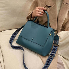 Soufree  -  Fashion PU Leather women handbag High capacity winter Solid Color female Shoulder Crossbody Bag Travel Lady totes blue