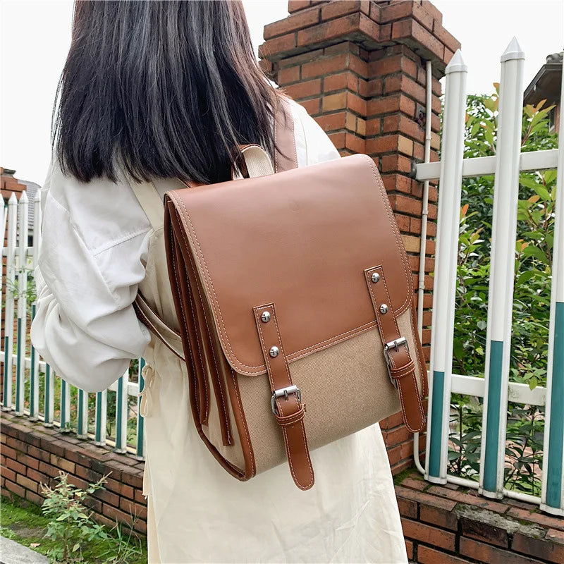 Soufree  -  Preppy style women backpack Large Capacity Laptop Bag Casual School Backpacks for Girls patchwork Travel bags for Female totes