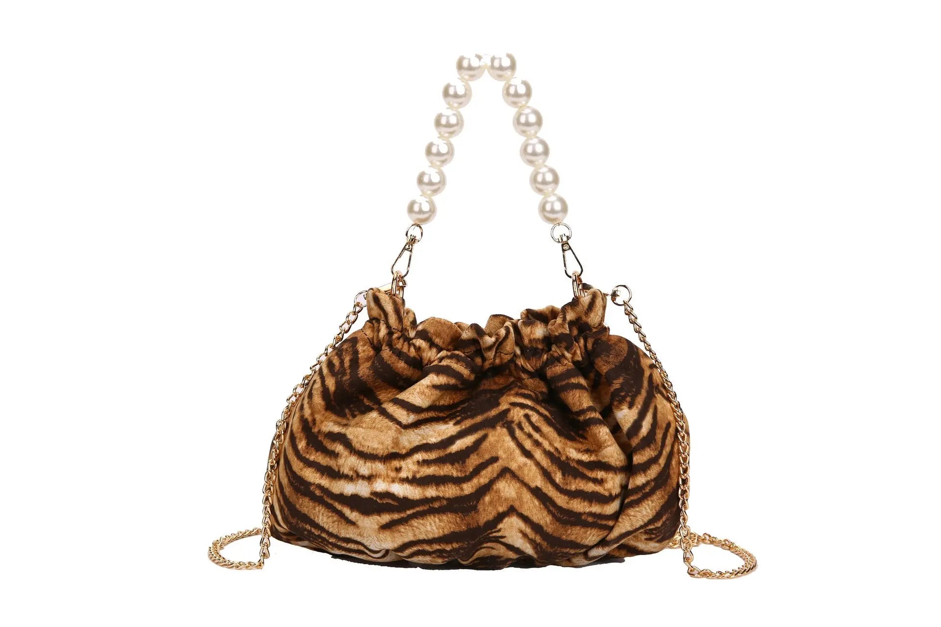 Soufree  -  Tiger/Zebra/Leopard Pattern Shoulder Bags For Women  Sexy Nightclub Girls Crossbody Bag Pearl Bag Chains Hobos Gifts Sac