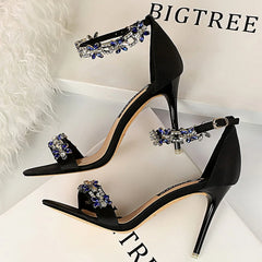 Soufree  -  Shoes Open Toe Rhinestones Sandals Women New Designer Sexy High Heels Sandals Female Shoes Summer Heeled Sandals