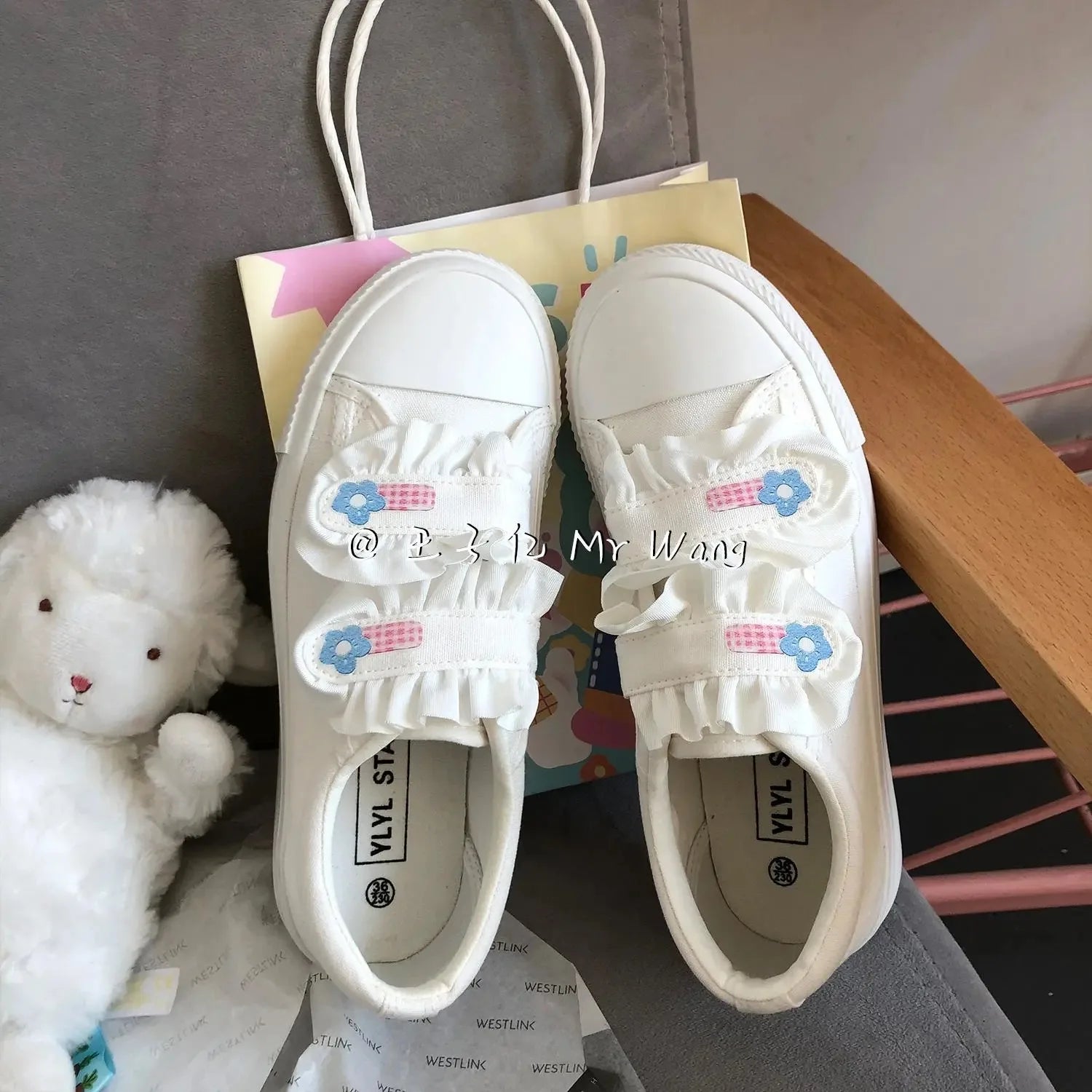 Soufree  -  Japanese Sweet Lolita Shoes Kawaii Girl Round Head White Shoes Women's Trendy Sneakers Style Canvas Fashion Shoes Cosplay Cos