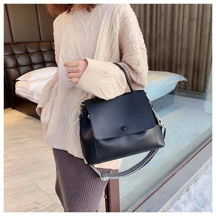 Soufree  -  Fashion PU Leather women handbag High capacity winter Solid Color female Shoulder Crossbody Bag Travel Lady totes blue