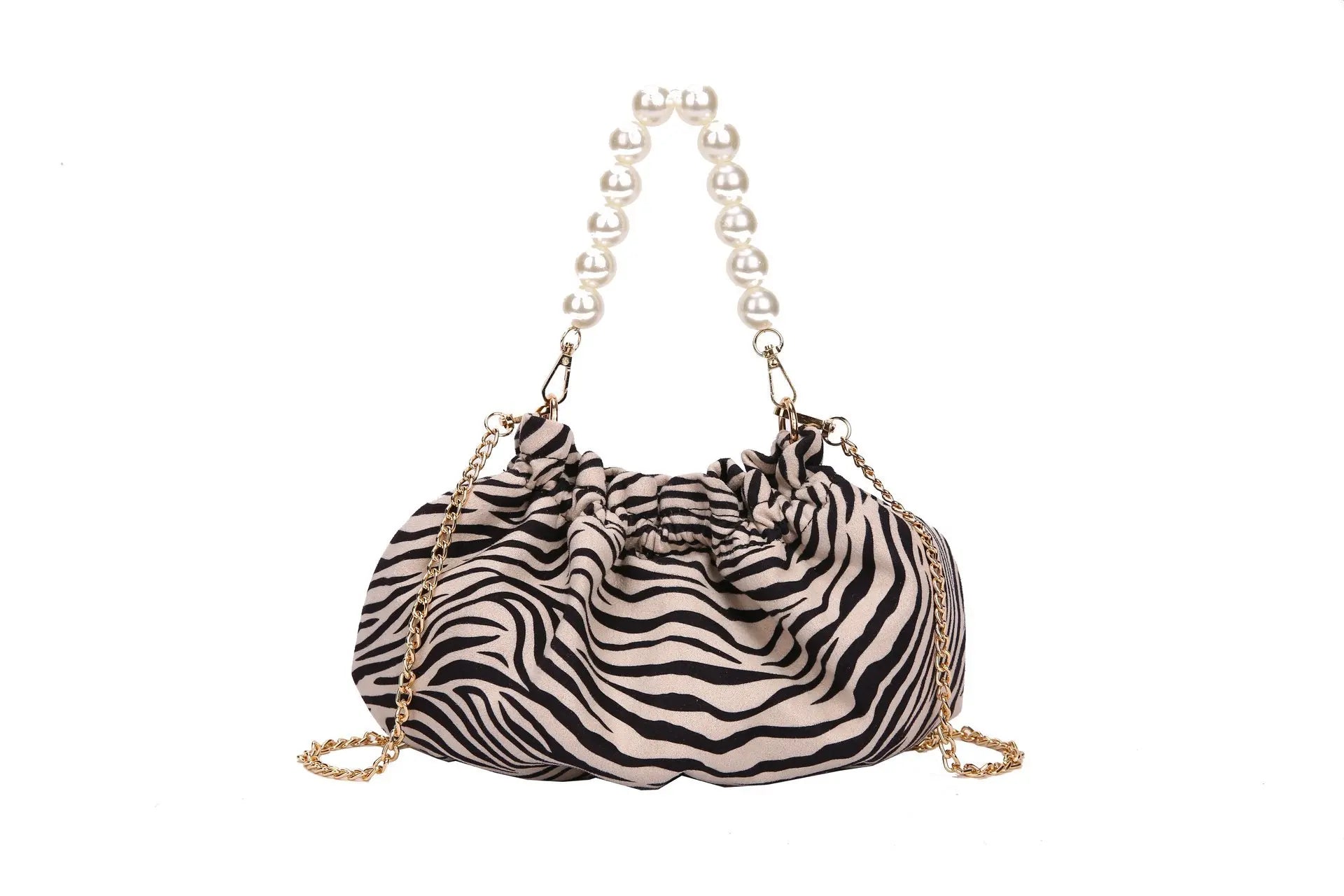 Soufree  -  Tiger/Zebra/Leopard Pattern Shoulder Bags For Women  Sexy Nightclub Girls Crossbody Bag Pearl Bag Chains Hobos Gifts Sac