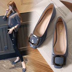 Soufree  -  flat shoes Large Size 41 42 43 44 45 Women Flat Heel Shoes 31 32 33 Square Head Patent Leather Shoes Lady Flats Soft Sole Metal Decoration