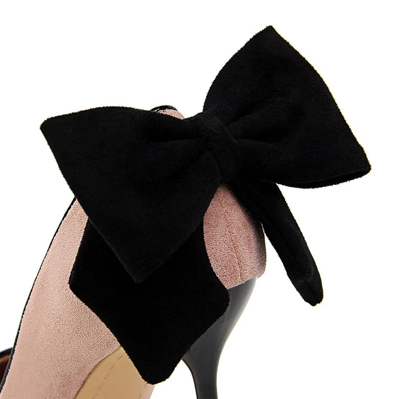 Soufree  -  Shoes Bowknot Women Pumps Stiletto High Heels Suede Women Shoes Fashion Wedding Shoes Designer New Pointed Women Heels