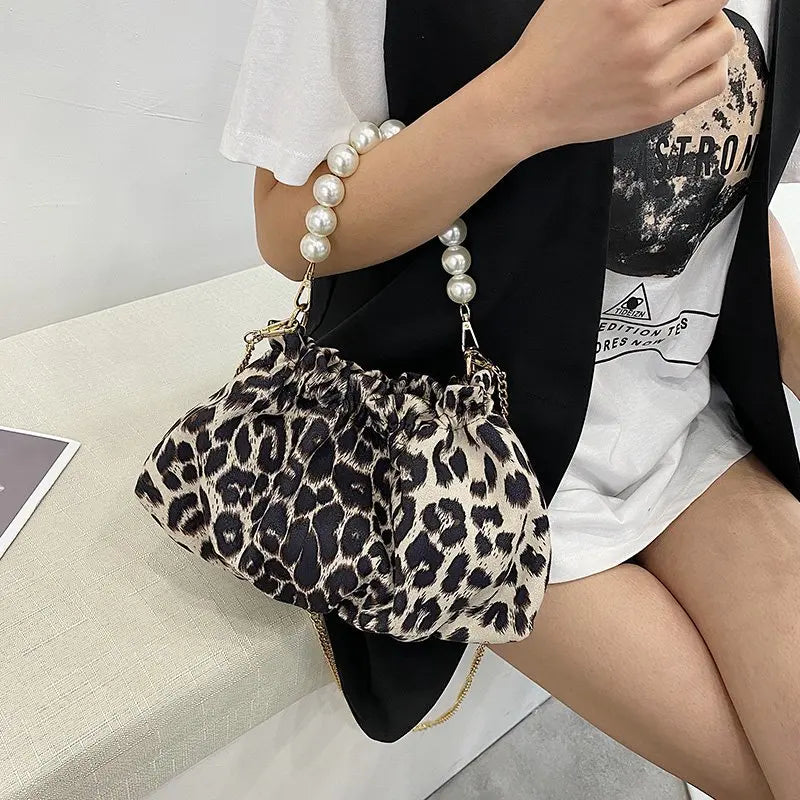 Soufree  -  Tiger/Zebra/Leopard Pattern Shoulder Bags For Women  Sexy Nightclub Girls Crossbody Bag Pearl Bag Chains Hobos Gifts Sac