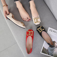 Soufree  -  Ballerina Shoes Women Spring Fashion Ballet Flats Shoes Square Toe Patent Leather ShoesLoafers Women Girls