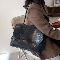 Soufree  -  Designer Crocodile Pattern women handbag Large Capacity  Shoulder Bags for female Casual Totes Pu Leather messenger bag