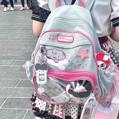 Soufree  -  Y2K Backpacks Female Aesthetic Fashion Trend New Design Nylon Students Mochilas Harajuku Subculture Transparent E Girl Bags