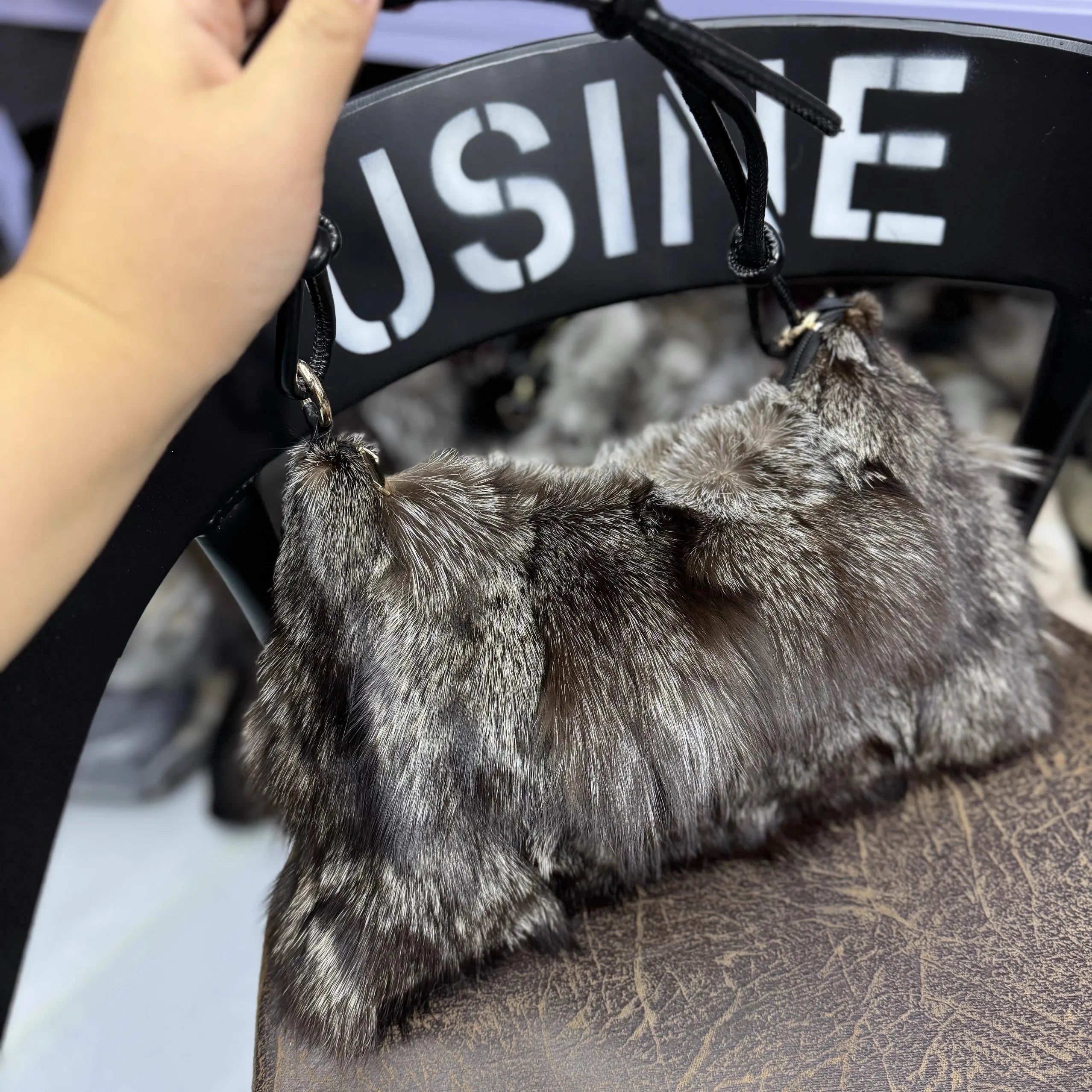 Soufree  -  Winter Fox Fur Bag Women's  Bag Fashion  Handbag Ladies Bags Purses Women Shoulder Bag Real Silver Fox Fur Messenger Bags