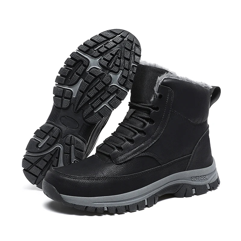 Soufree  -  Super Warm Winter Boots With Fur Outdoor Snow Men Boots Snow Antiskid Waterproof Boots Men Shoes Winter botas High Top hombre