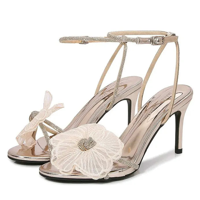 Soufree  - Women'S Summer New Diamond-Bow Heels With One-Line Sandals With European And American Style