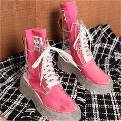 Soufree  -  Fashion Women Pu Transparent Platform Boots Waterproof Ankle Boots Feminine Clear Thick Bottom Rainboots Sexy Female Shoes