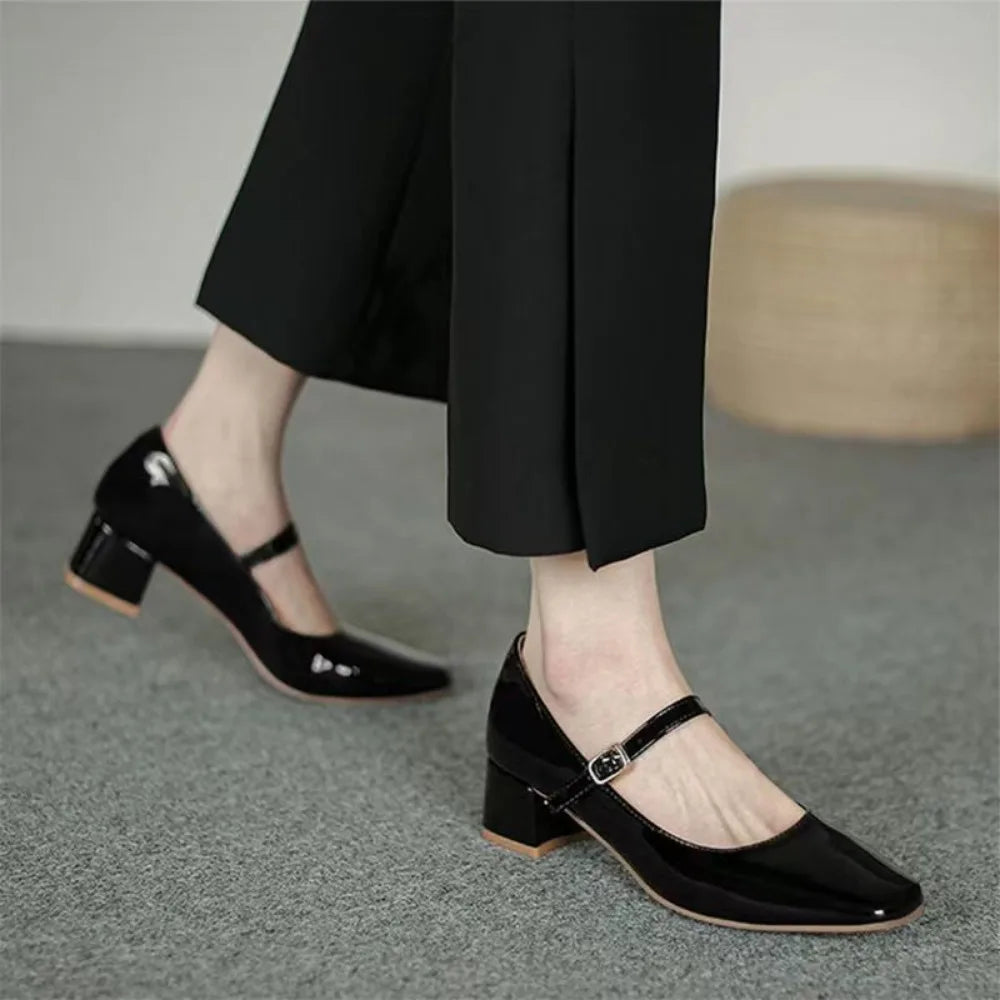 Soufree  -  Women Ballet Pumps Lolita Mary Jane Ladies Chunky Heel Bow-knot Shallow Sandals Female Cute Sweet Round Toe College Girl Shoes