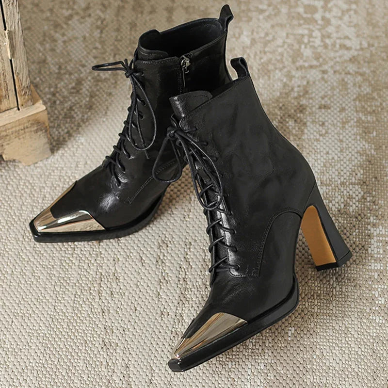 Soufree  -  trending shoes Pointed Toe Women Snow Ankle Boots High Heels Leather Sexy Pumps Woman Boots Trend Fashion Goth Zapatillas Mujer