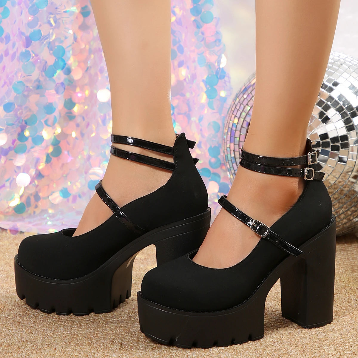 Soufree  -  High Heels Women Mary Janes Shoes Woman Platform Fashion Sandals Women Summer New Dress Lolita Shoes Chunky Pumps Zapatos Mujer