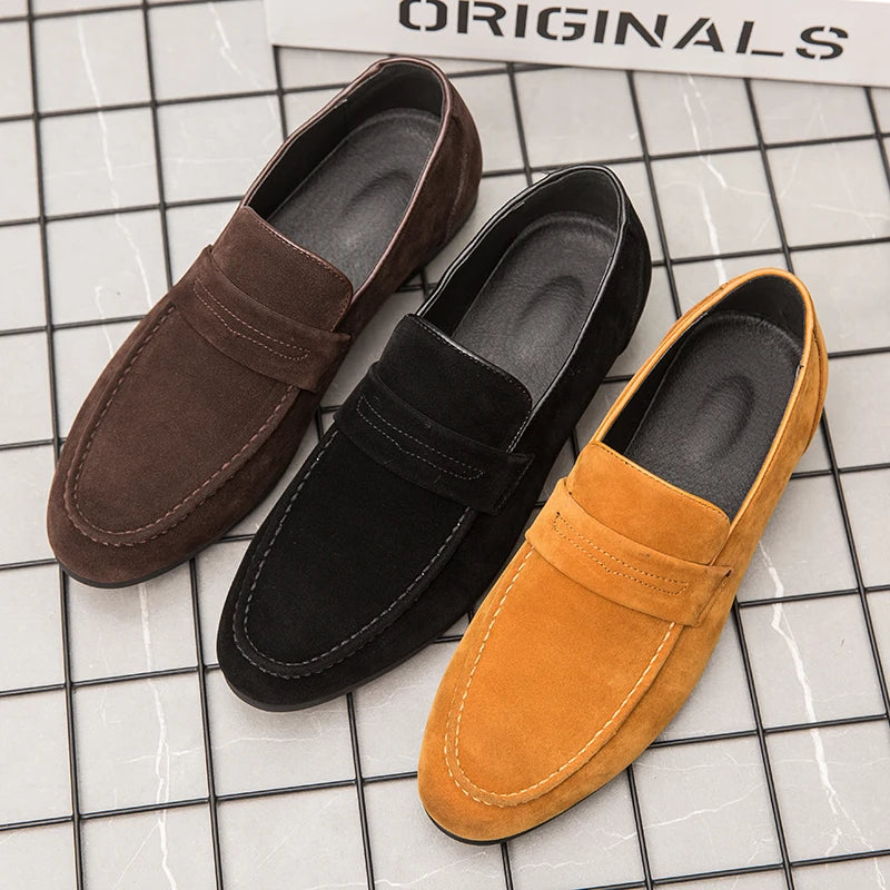 Soufree  -  Summer brown Men Loafers Business office wedding shoes suede shoes Flat Shoes Slip On Male Casual Shoes  zapatillas de deporte