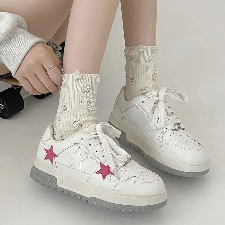 Soufree  -  Thick soled small white shoes for women's new summer Korean round toe high-end and versatile low top board shoes