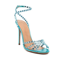 Soufree  -  Luxury Rhinestones Sequined Women Sandals Sexy Narrow band Thin High heels Gladiator Sandals Fashion Summer Party Wedding Shoes