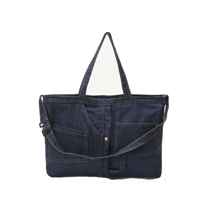 Soufree  -  Large Denim Women's Bag New Jeans Tote Bag Y2K Canvas Shoulder Bag Student Eco Bag Korean Shopper Female Purses and Handbag