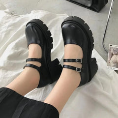 Soufree  -  Shoes Women heels mary janes platform Lolita shoes on heels Pumps Women's Japanese Style Vintage Girls High Heel shoes for women