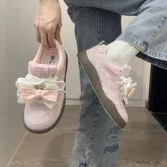 Soufree  -  Kawaii Shoes Bowknot Women Sneakers Spring Summer Platform Vulcanize Cute Casual Pink Lolita Korean Fashion Footwear